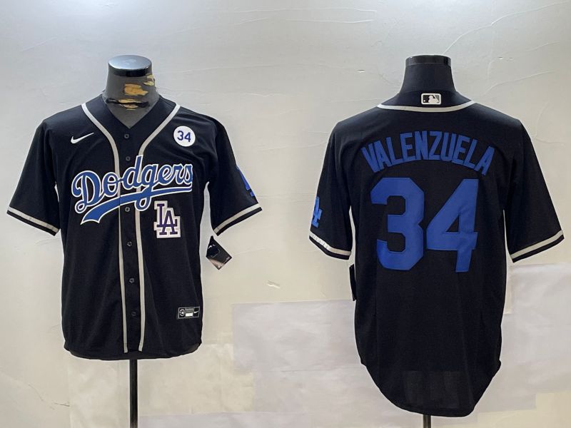 Men Los Angeles Dodgers #34 Valenzuela Black Game 2024 Nike MLB Jersey style 112012->los angeles dodgers->MLB Jersey